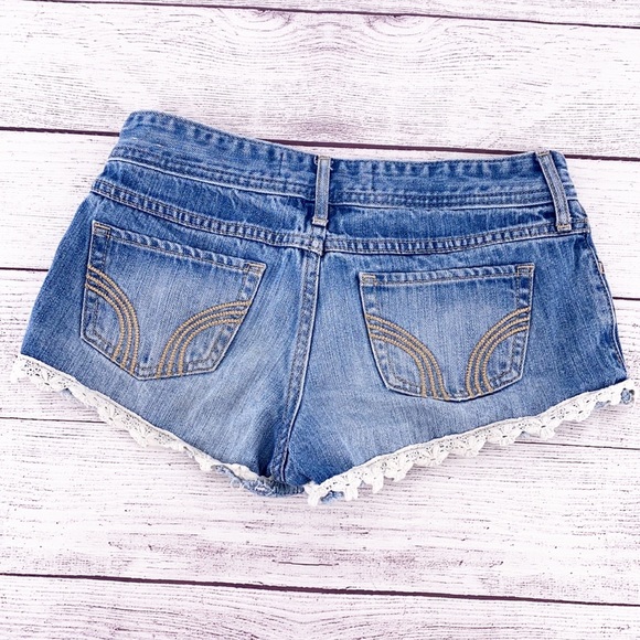 Hollister Short-Short Floral Lace Denim Jeans 25 - Picture 11 of 13
